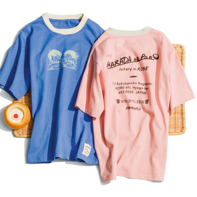 Live love cottonプロジェクト リブ イン コンフォート神戸のベーカリーハラダのパンさんとつくったオーガニックコットンのレトロかわいいTシャツ