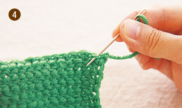 アフガン編み　引き抜き編み　手順④