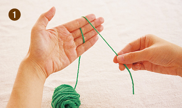 アフガン編み　くさり編み　手順①
