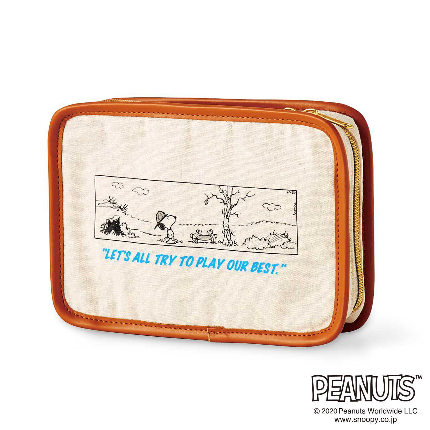 WEB限定お買い得商品|PEANUTS　レトロな1コマ漫画の綿麻じゃばらポーチ|タイプ1