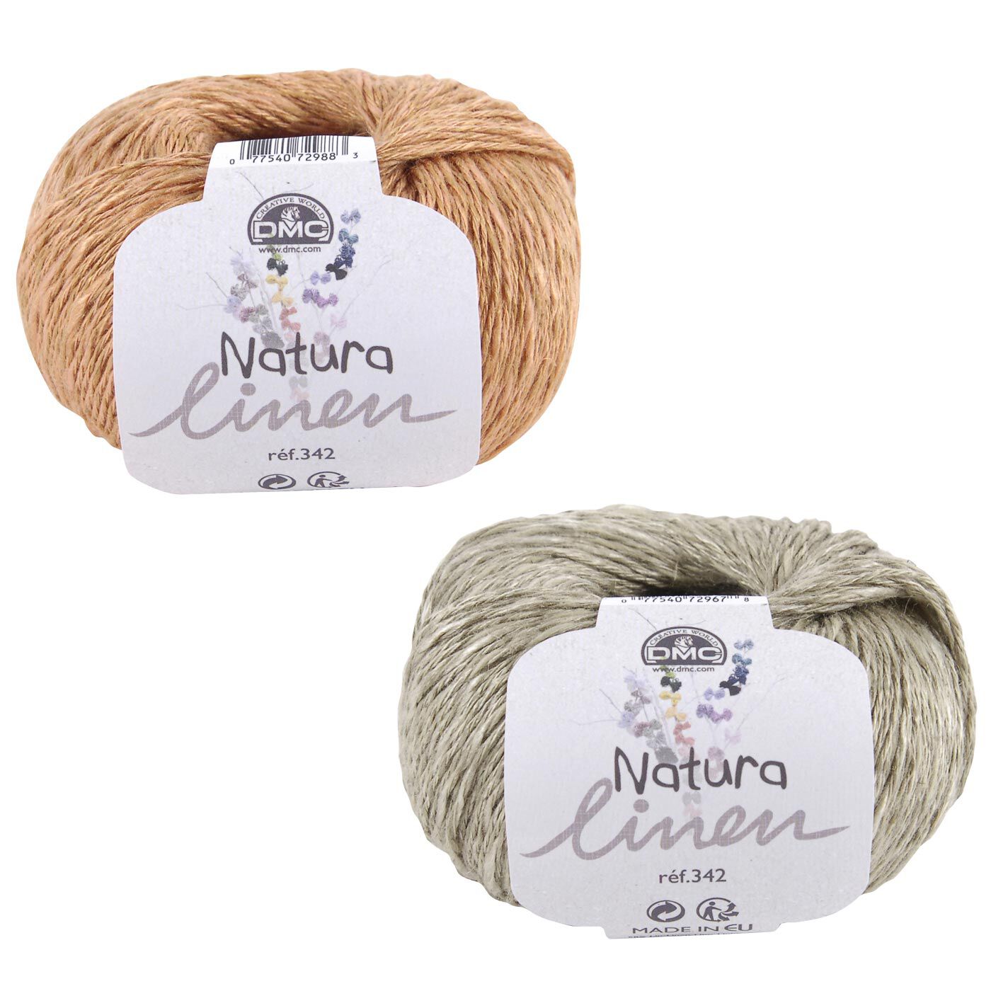 Real Stock|ＤＭＣ　自然な色彩をそのままに　Ｎａｔｕｒａ　Ｌｉｎｅｎ（ナチュラリネン）２玉セット|5.オレンジ×渋グリーン