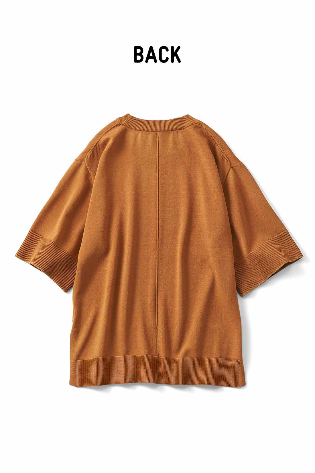 Real Stock|リブ イン コンフォート　Tシャツ感覚で着れちゃう きれいめニットトップス〈キャラメル〉