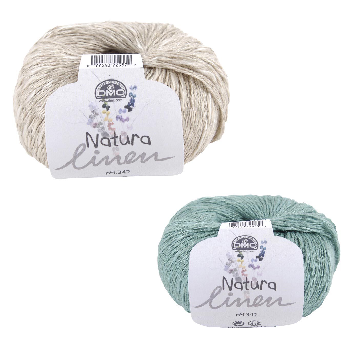 Real Stock|ＤＭＣ　自然な色彩をそのままに　Ｎａｔｕｒａ　Ｌｉｎｅｎ（ナチュラリネン）２玉セット|4.ベージュ×グリーン