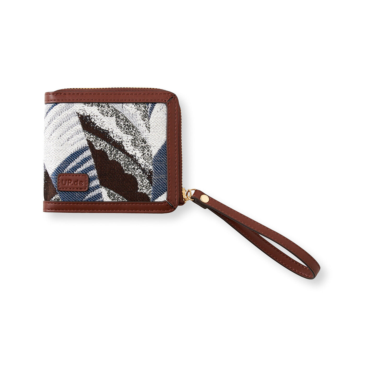 Real Stock|UP.de　がばっと開いてさっと取り出せる　織柄が美しい二つ折り財布|〈1. ブラウン〉