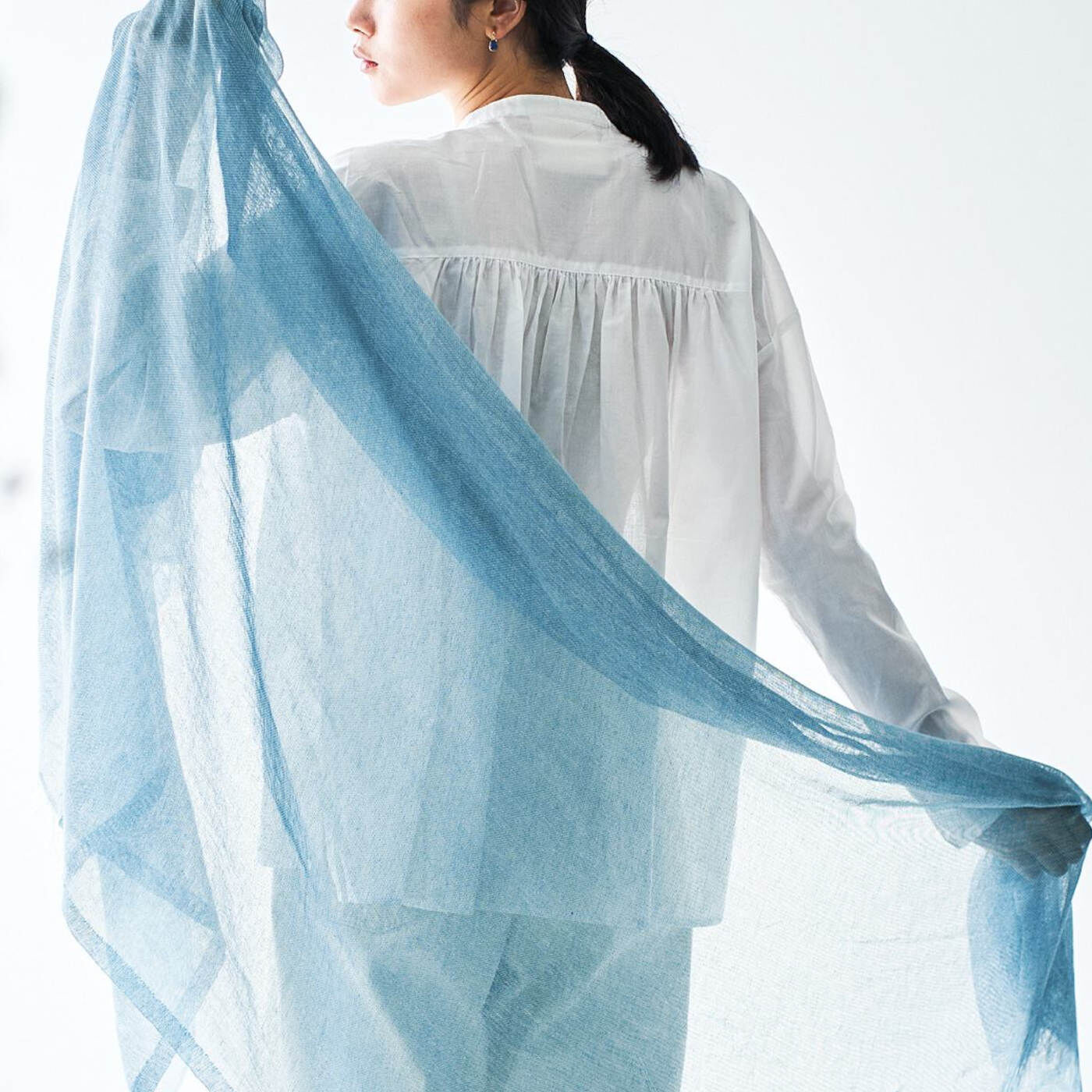 Real Stock|el:ment　奈良の笹田織物さんが織り上げる　軽やかでやわらかな着け心地　コットン1００％大判かや織りストール