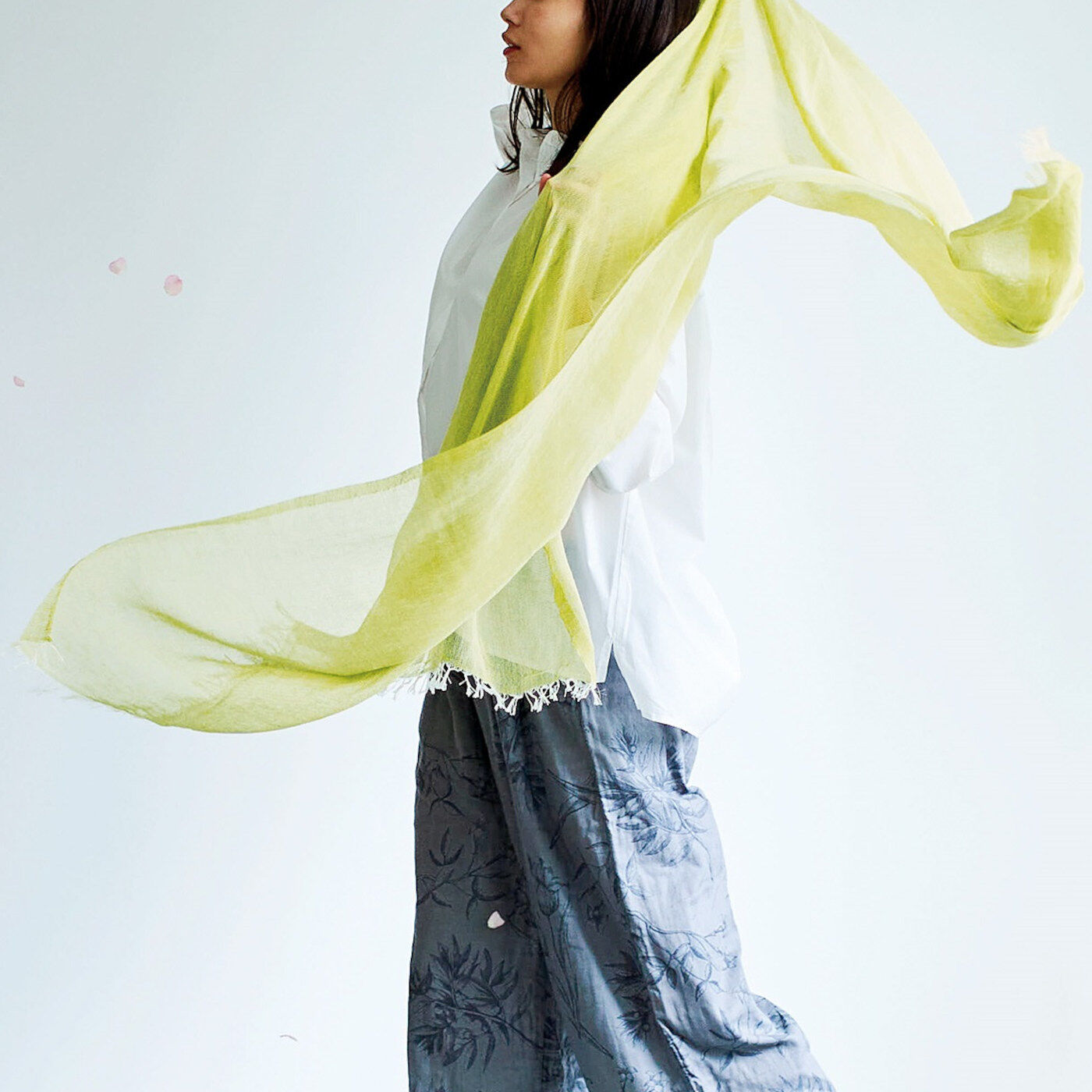 Real Stock|el:ment　奈良の笹田織物さんが織り上げる　軽やかでやわらかな着け心地　コットン1００％大判かや織りストール