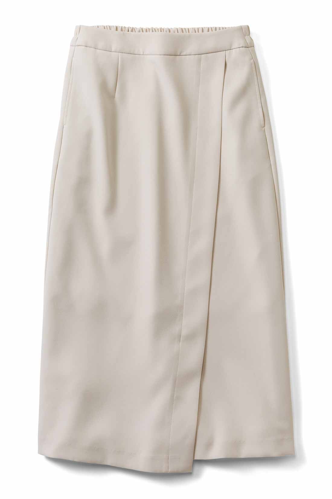 IEDIT|IEDIT[イディット]　伸びやかなダブルクロス素材のフロント切り替えIラインスカート