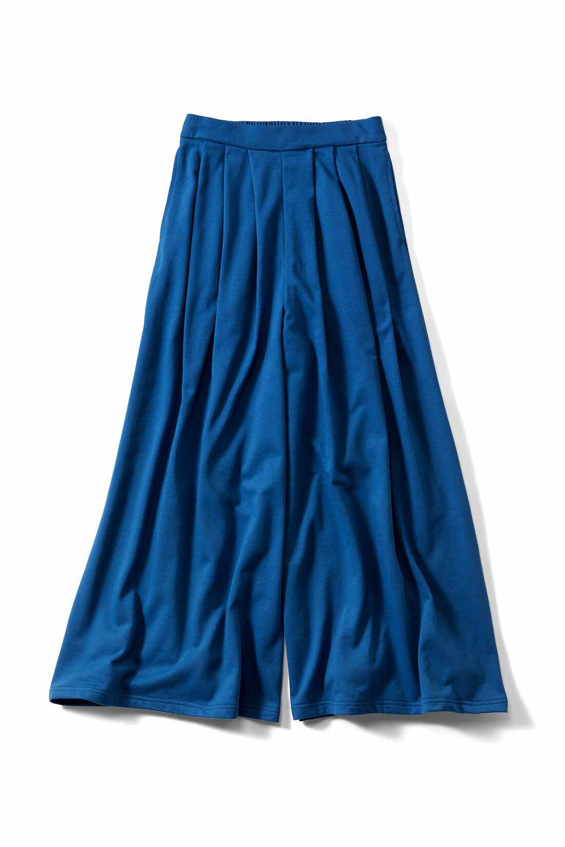 IEDIT|IEDIT[イディット]　ミニ裏毛でやわらか心地いい スカート見えするたっぷりボリュームのスウェットスカンツ|〈ブルー〉