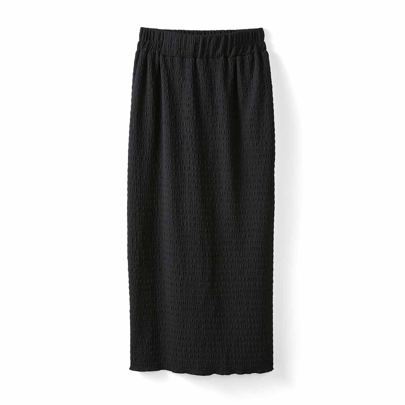 IEDIT | ふくれ ジャカード カットソー素材 Iライン スカート〈黒〉