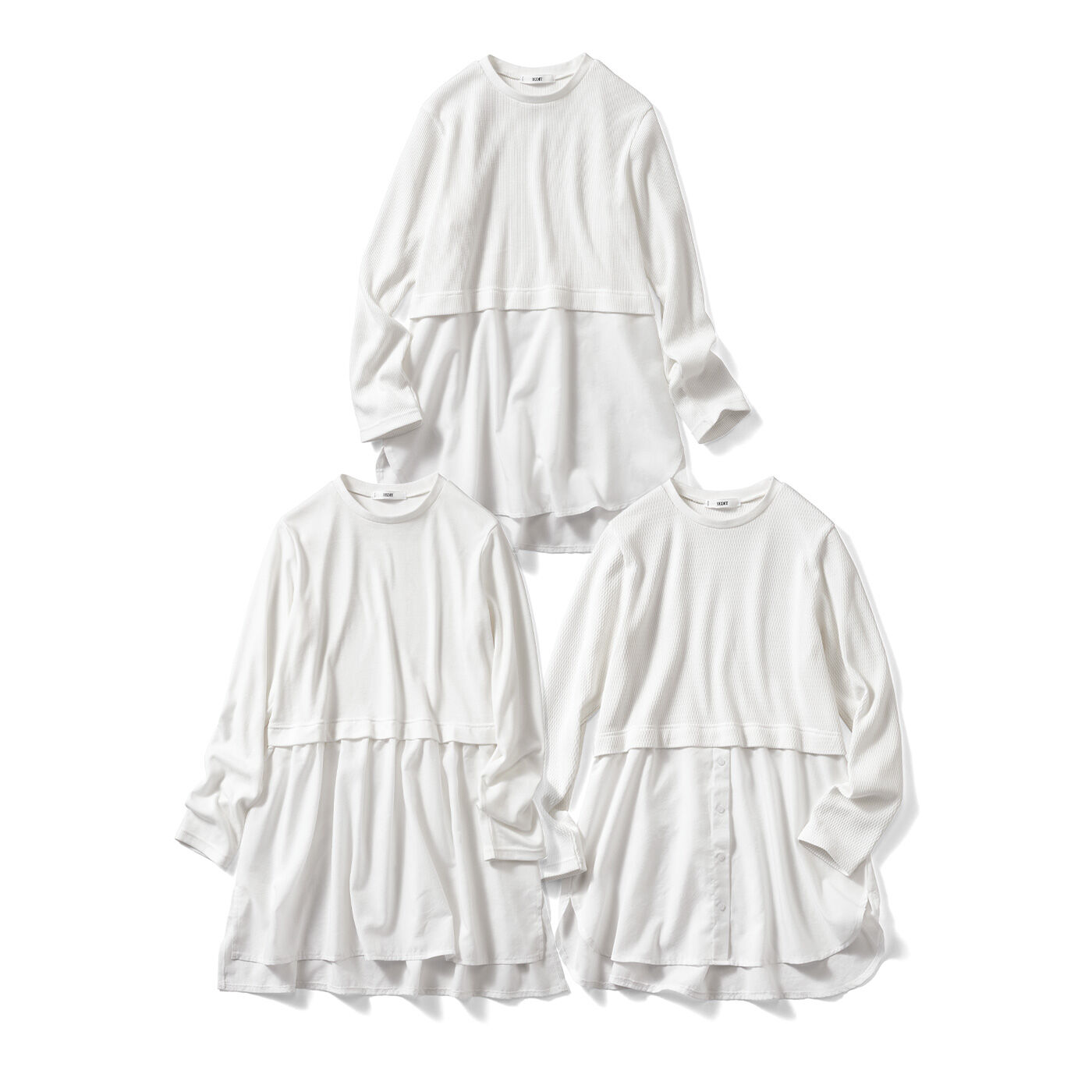 IEDIT | レイヤード すそシャツデザイン ロング カットソー トップス〈白〉