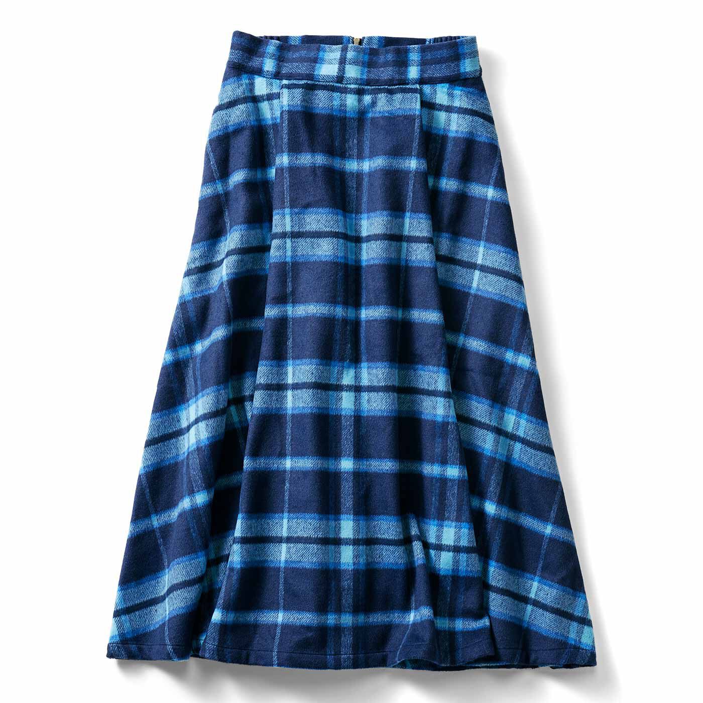 IEDIT | ブランケットタッチ フレアー チェック スカート〈紺×青〉