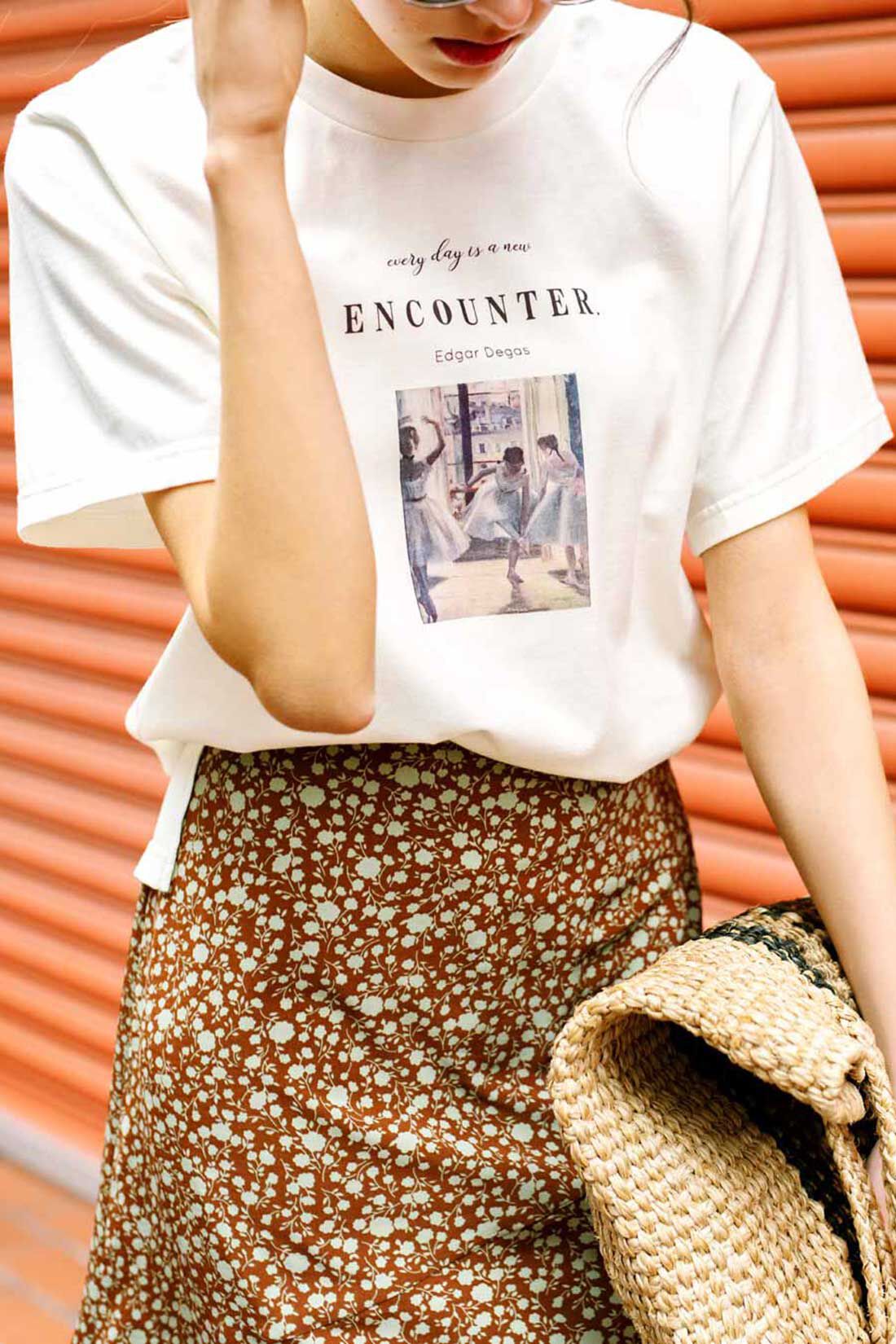 日本製 Tシャツ アート柄 アンティーク インナー  ブラウン
