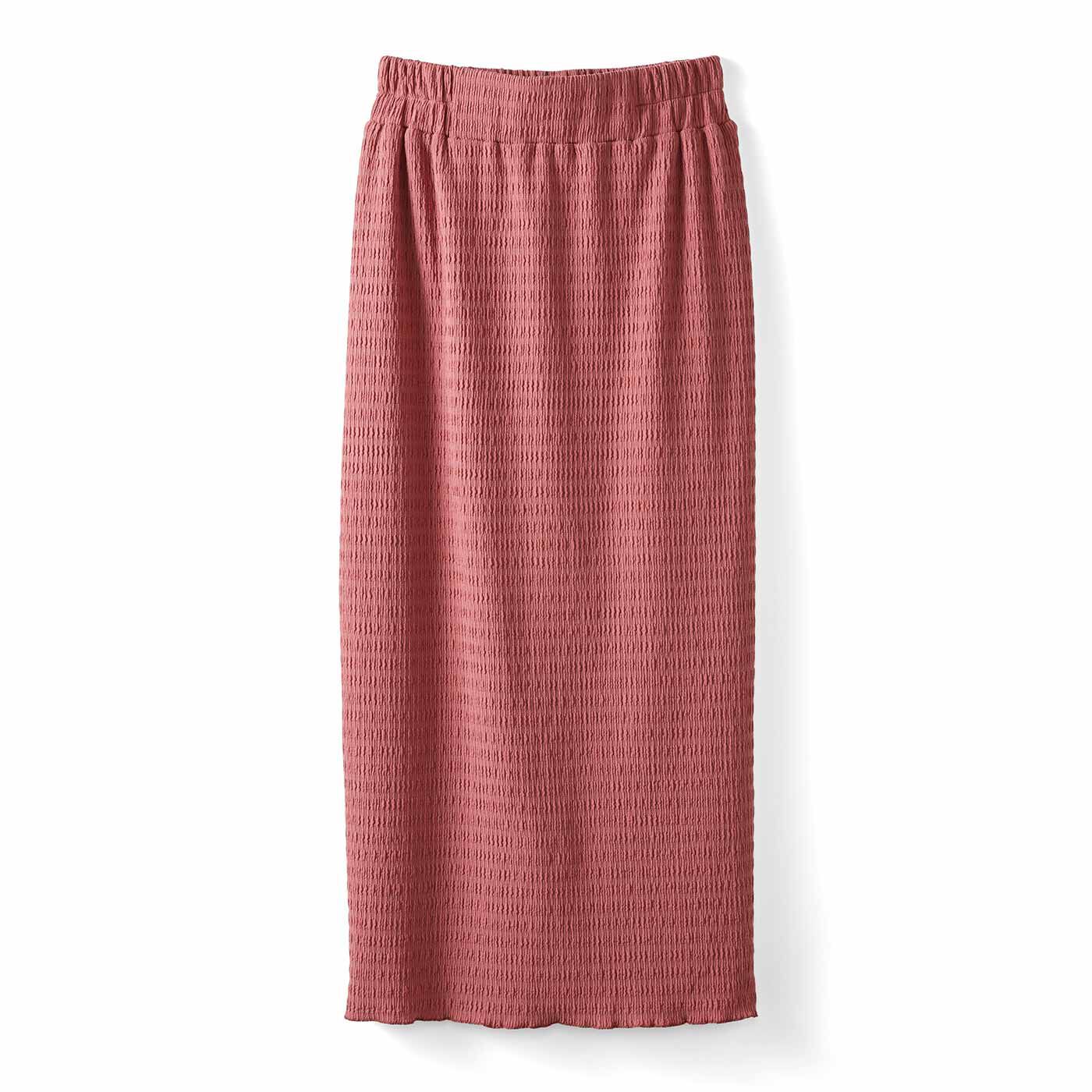 IEDIT | ふくれ ジャカード カットソー素材 Iライン スカート〈ピンク〉