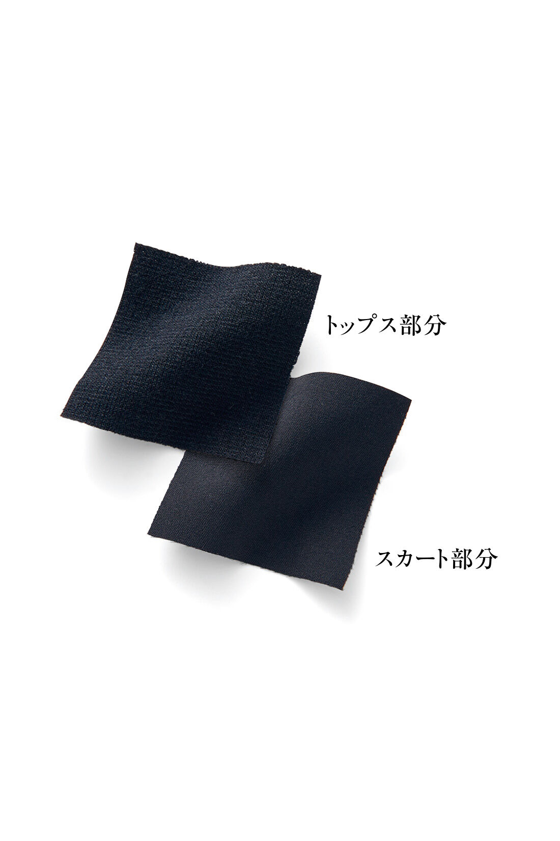 IEDIT|IEDIT[イディット]　小森美穂子さんコラボ カットソーポンチ素材と布はくドッキングのきれい見えワンピース〈ブラック〉|トップスはやわらかく、伸びやかなカットソーポンチ。スカート部分はマットで張り感のある布はくを使用。