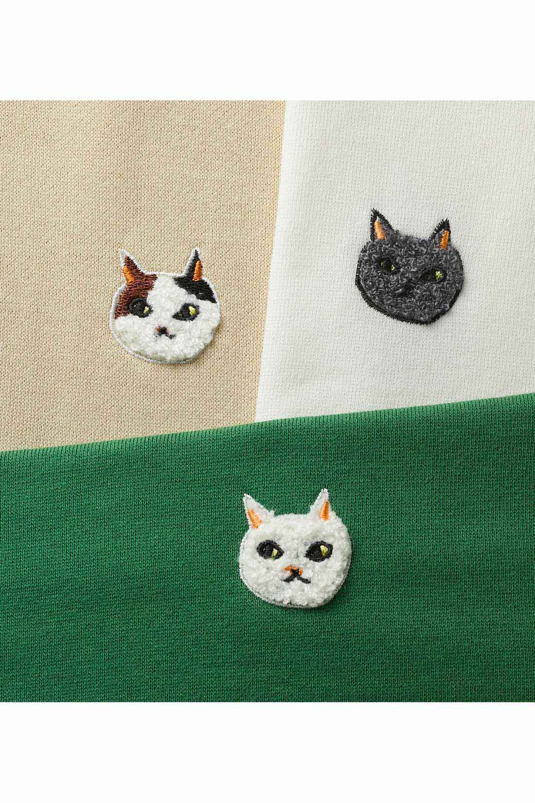 フェリシモ猫部 ネコ刺繍プルオーバー グリーン - 通販 - wayambaads.com