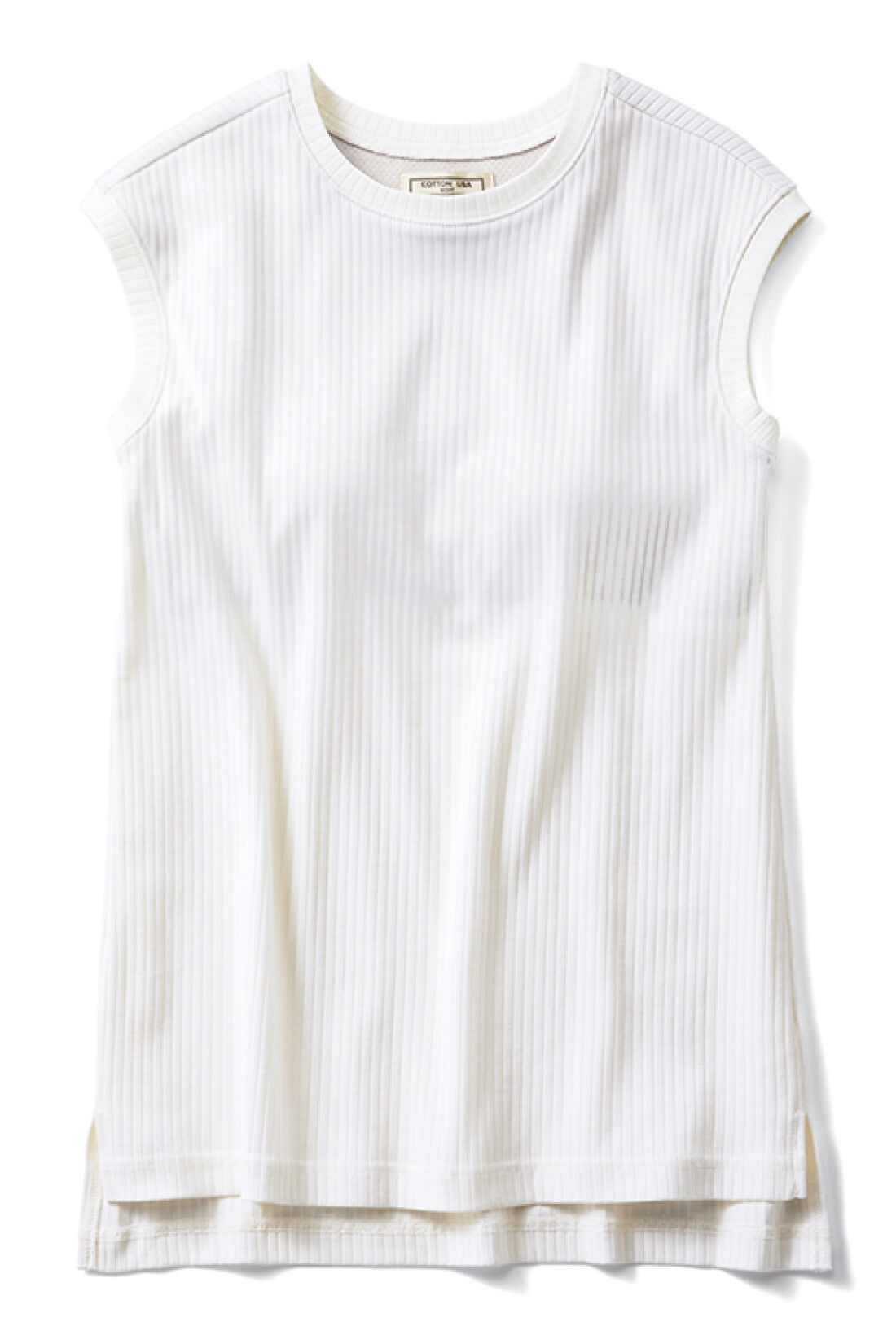 Cotton On ribbed scoop neck long sleeve top in white