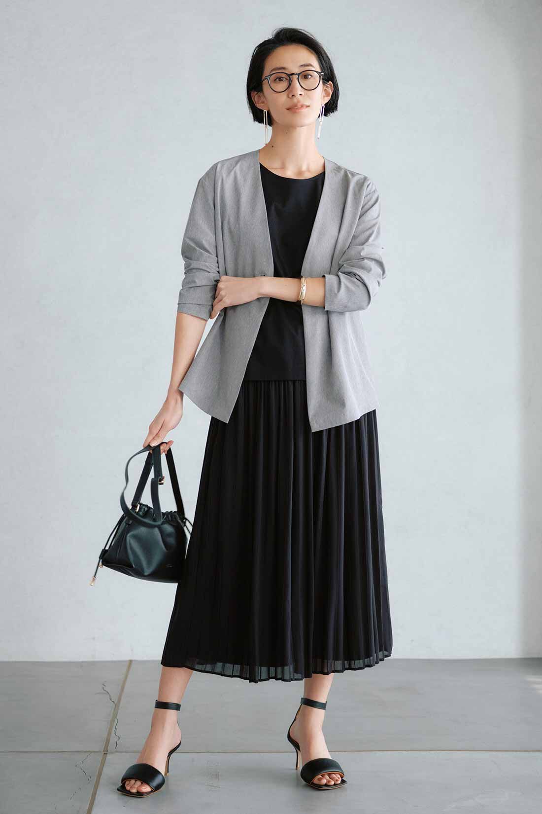 IEDIT|IEDIT[イディット]　上品軽やかな デザインプリーツのすっきり見えスカート