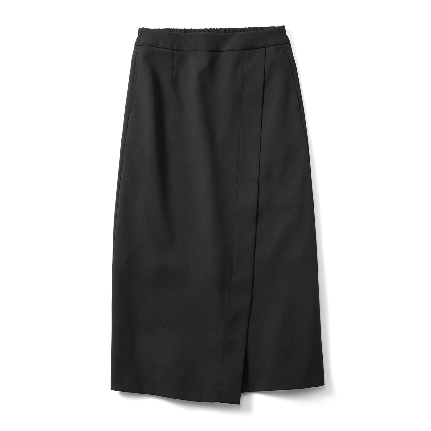 IEDIT | ダブルクロス フロント 切り替え Iライン スカート 〈黒〉