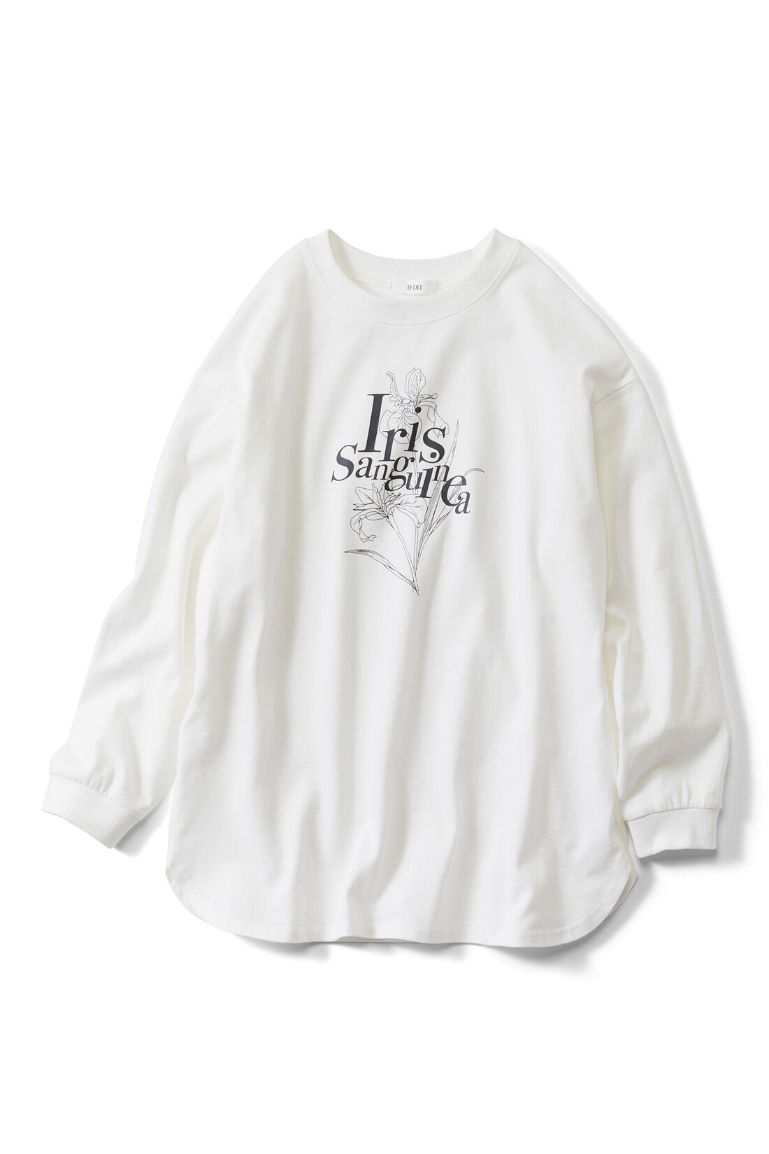 IEDIT|Live love cotton（R）プロジェクト IEDIT[イディット]　大人のためのモノトーンフラワーロゴプリントTシャツの会|アヤメ 『よい便り、希望』 うれしい予感に満ちる、落ち着いた大人な印象を持つ花を。