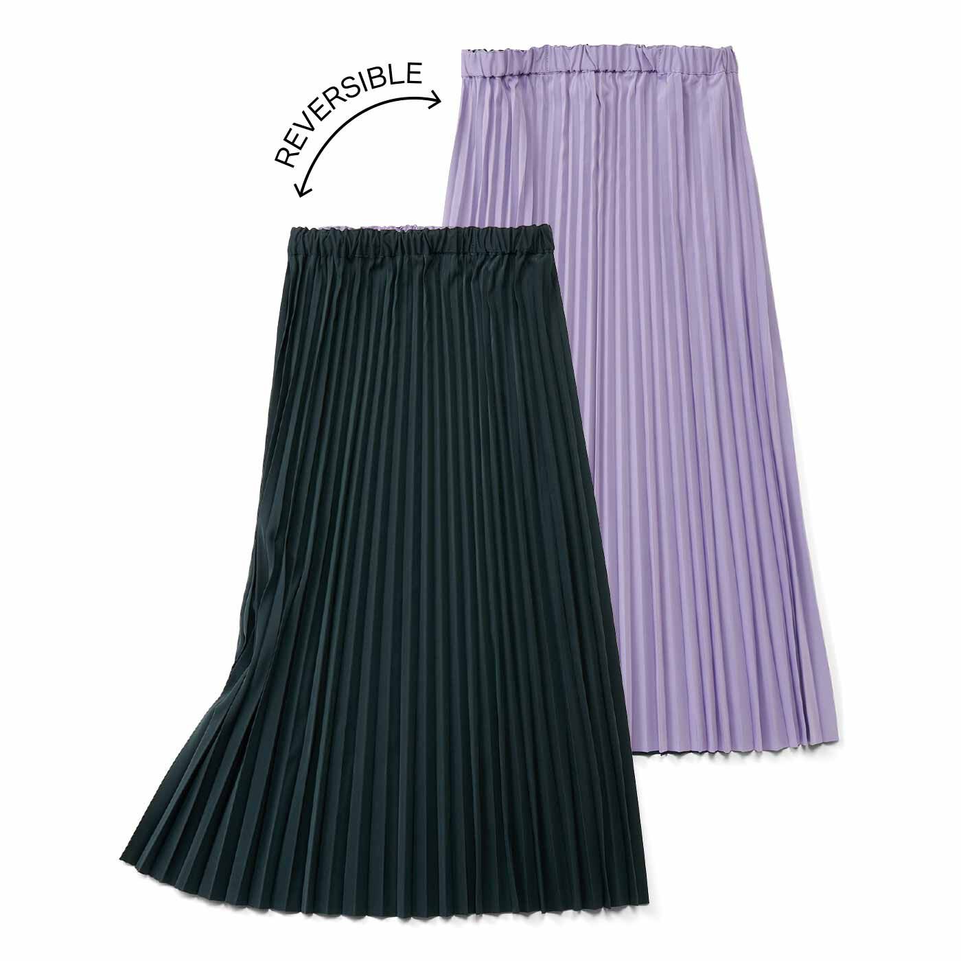 IEDIT | リバーシブル プリーツ スカート〈黒×紫〉