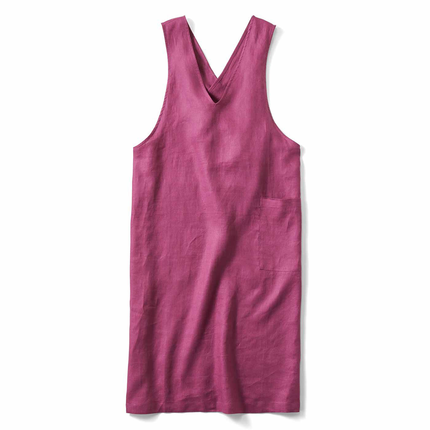IEDIT | 麻混素材 ジャンパースカート風 エプロン〈紫〉