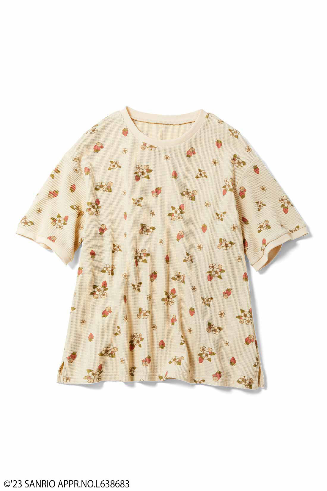 サンリオキャラクターコラボ お花模様のコットンワッフルTシャツ