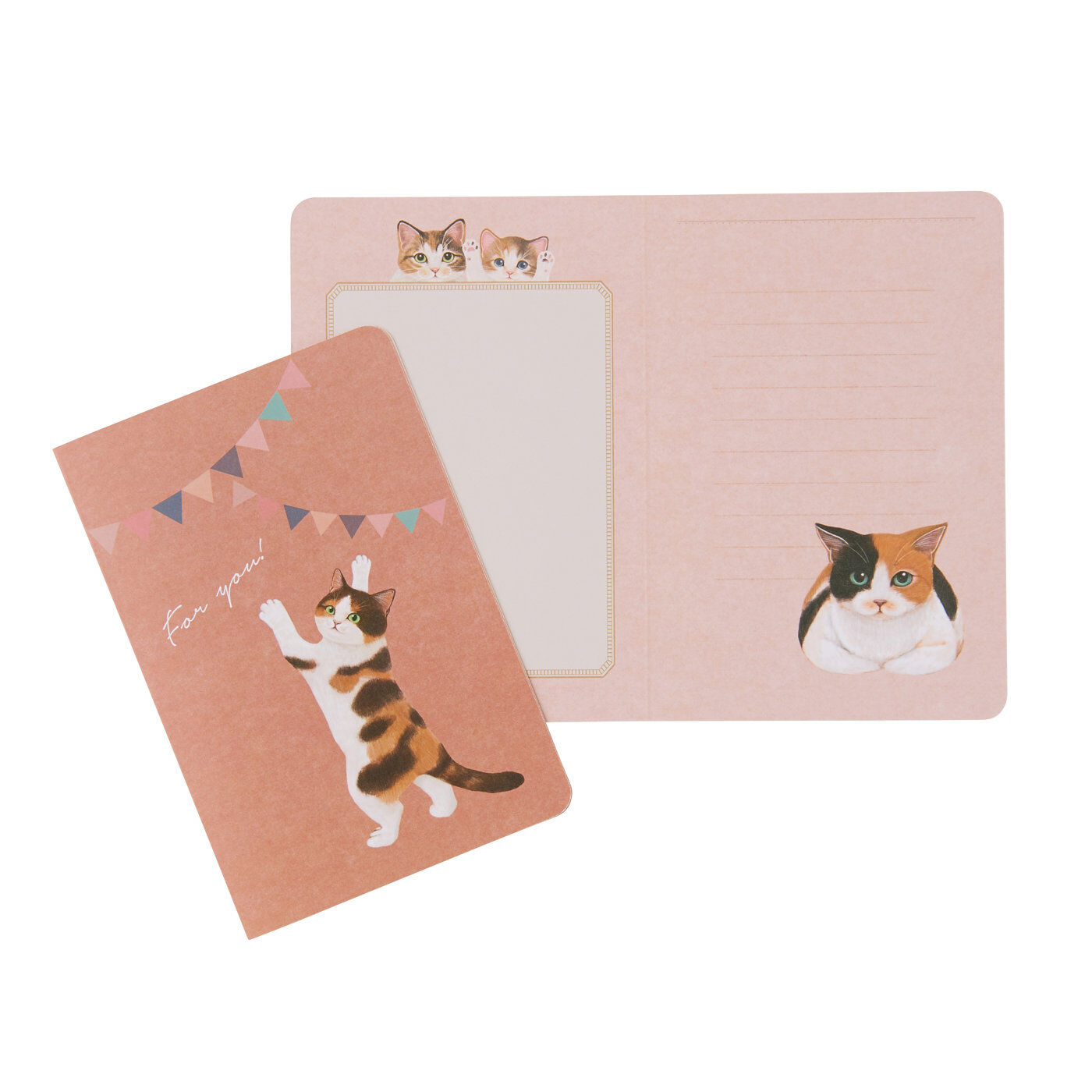 猫部 | 猫たちのメッセージカード２枚セット〈三毛〉