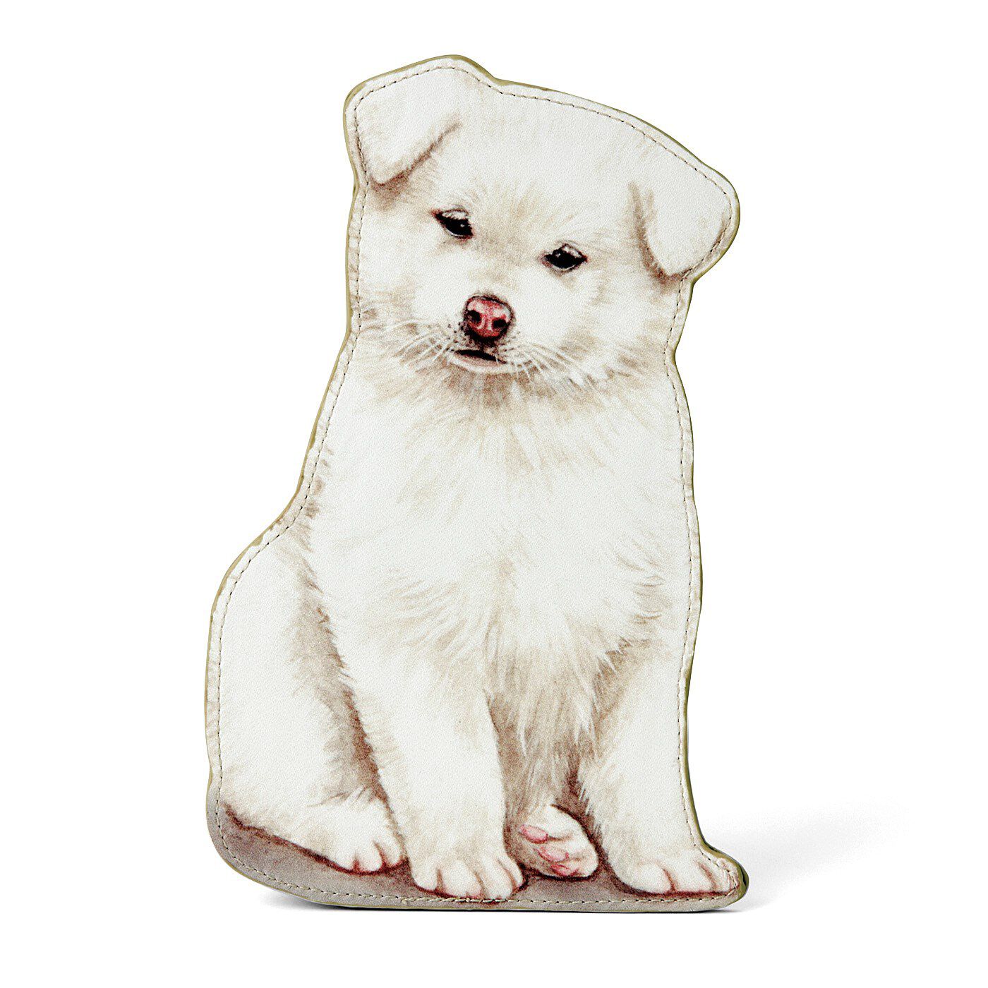 YOU+MORE!|YOU+MORE!　秋田犬の子犬がおすわり 自立するダイカットポーチの会|〈白毛〉