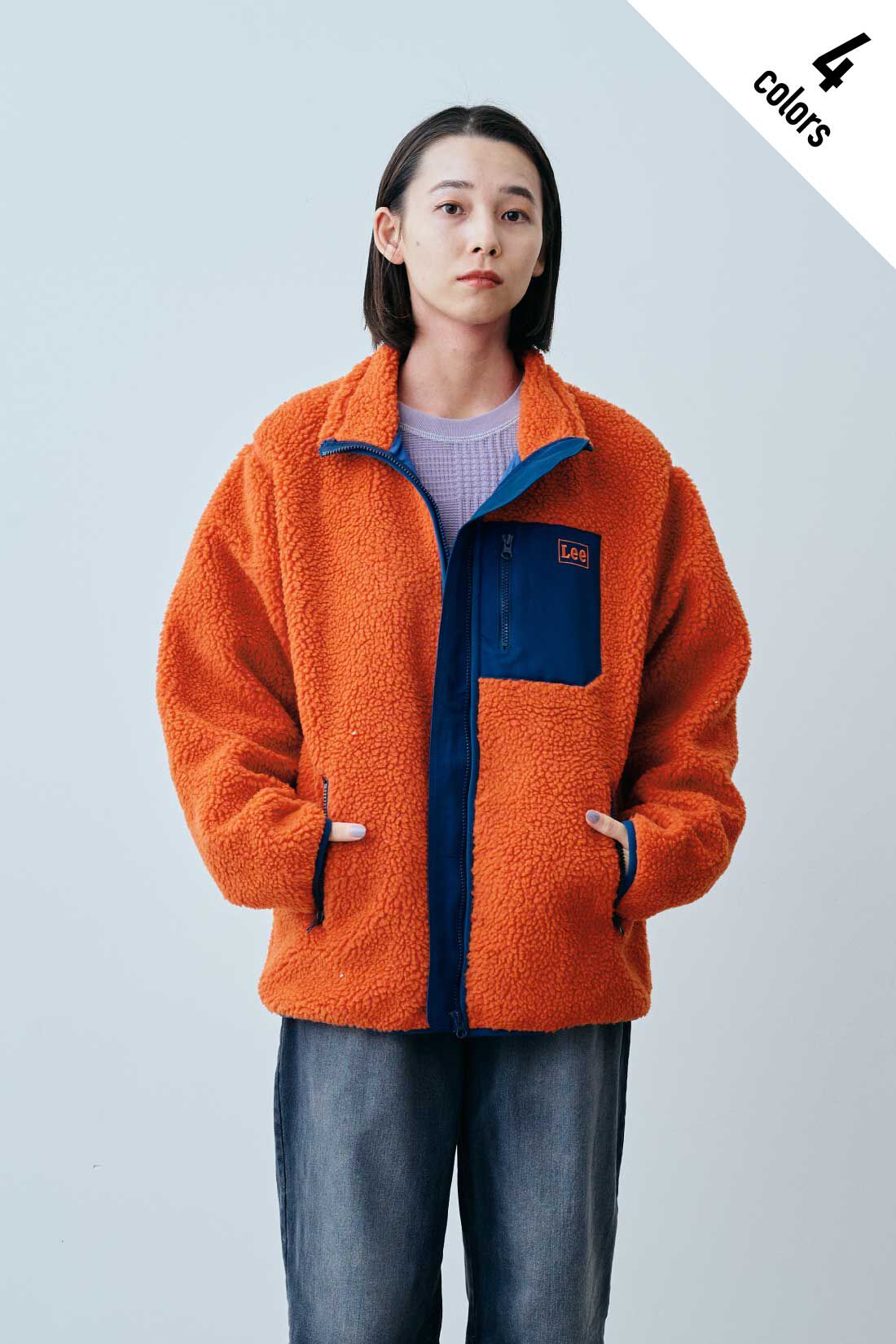 fashion special|【WEB限定・特急便】　LEE BOA ZIP JACKET|2：オレンジ　モデル身長：168cm