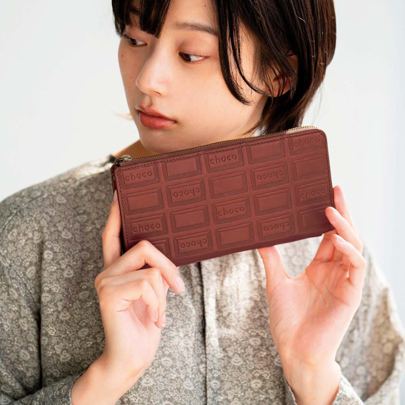 期間限定】 フェリシモ 幸福のチョコレート 型押し ギャルソン財布 ...