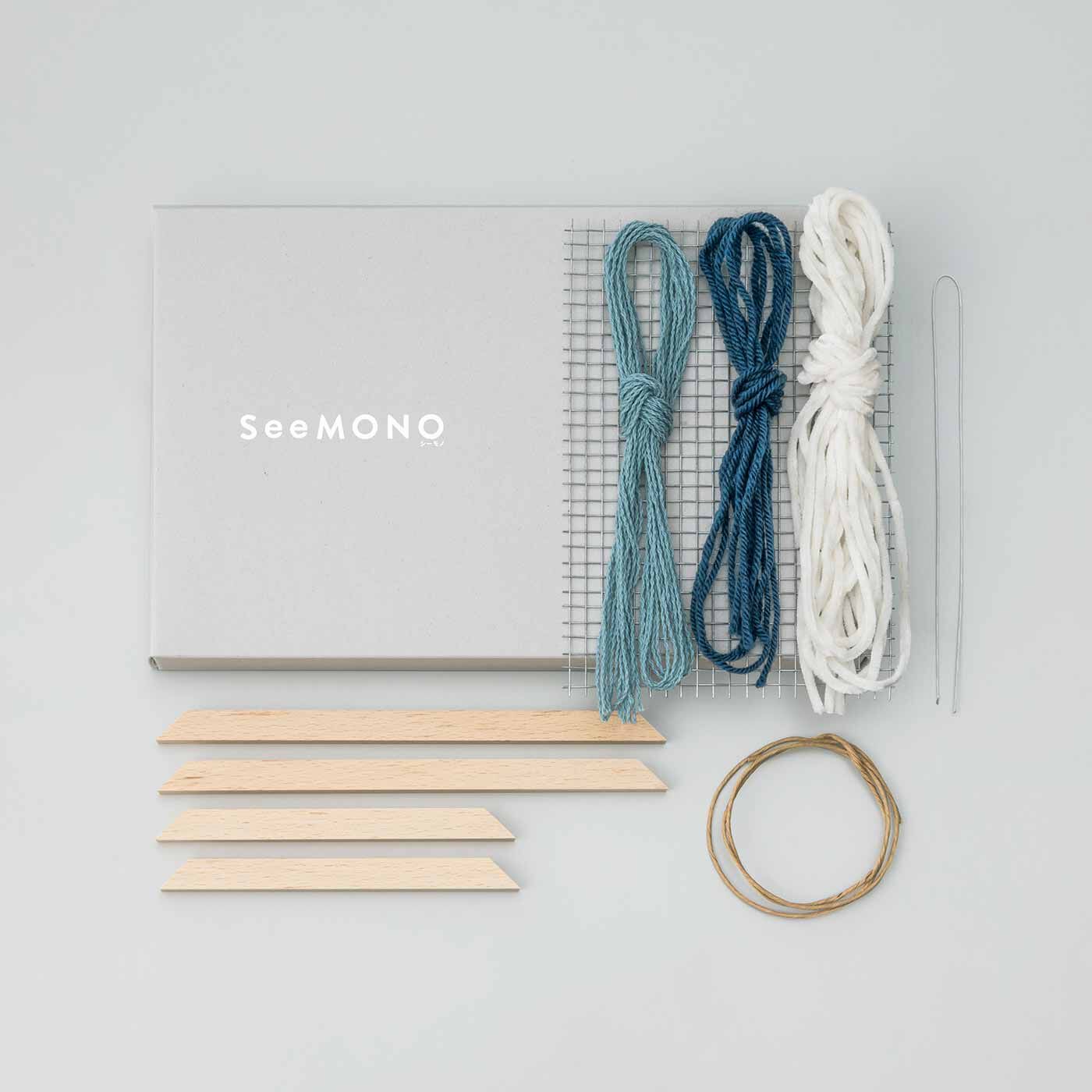 SeeMONO|メッシュに表情豊かな糸を織り込む ウィービングフレームキットの会|・1回のお届けキット例です。