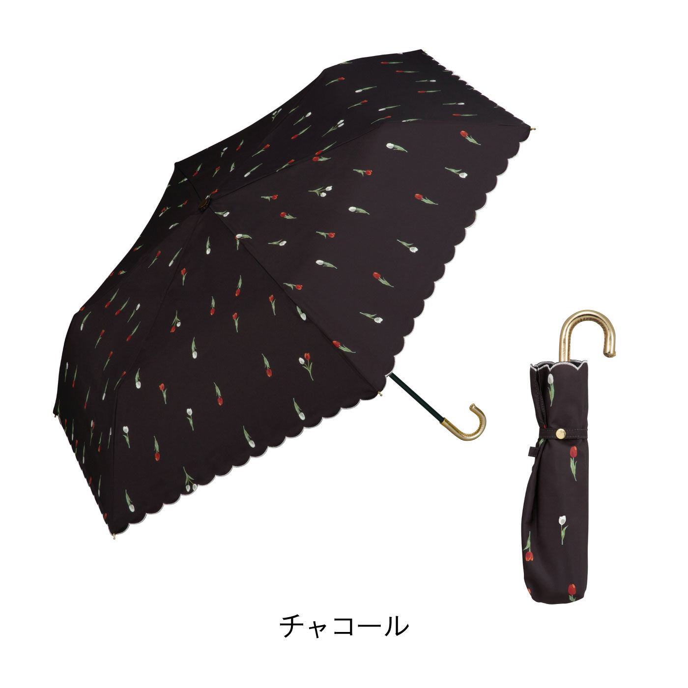 FELISSIMO PARTNERS|刺しゅうがかわいい　遮光プチチューリップ折りたたみ傘