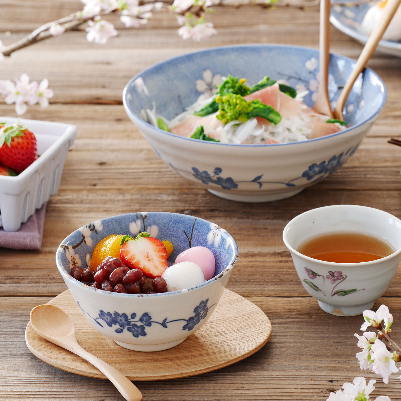 FELISSIMO PARTNERS | 青空いっぱいに富士桜の器麺鉢と茶碗セット