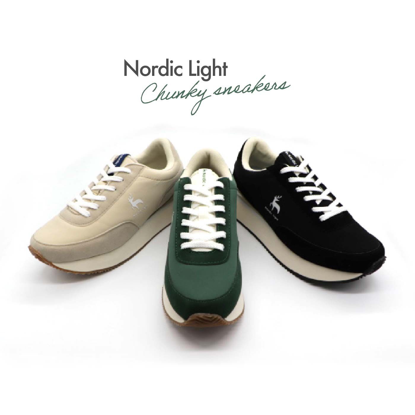 FELISSIMO PARTNERS|Nordic Light（ノルディックライト）  厚底の弾力性が心地いい　チャンキースタイルスニーカー〈ライトベージュ〉
