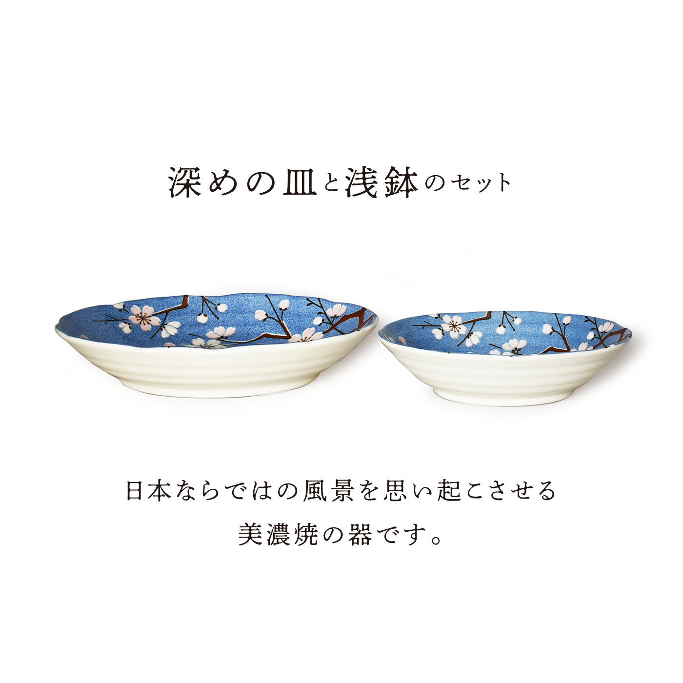 FELISSIMO PARTNERS|青空いっぱいに富士桜の器　深めの皿と浅鉢のセット