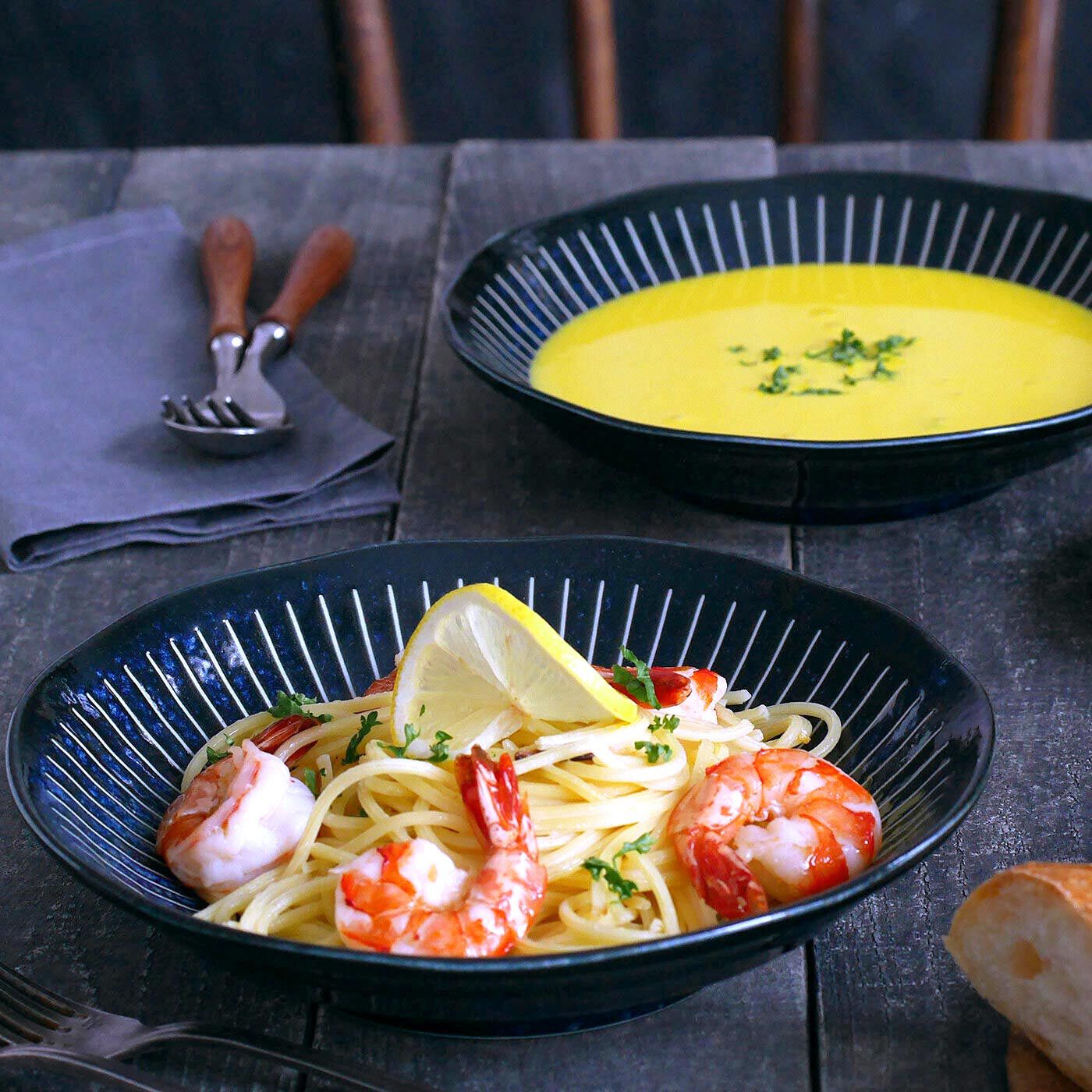 FELISSIMO PARTNERS|ハンプやデニムみたいな　和・軽！　パスタ＆スープ皿２枚セット