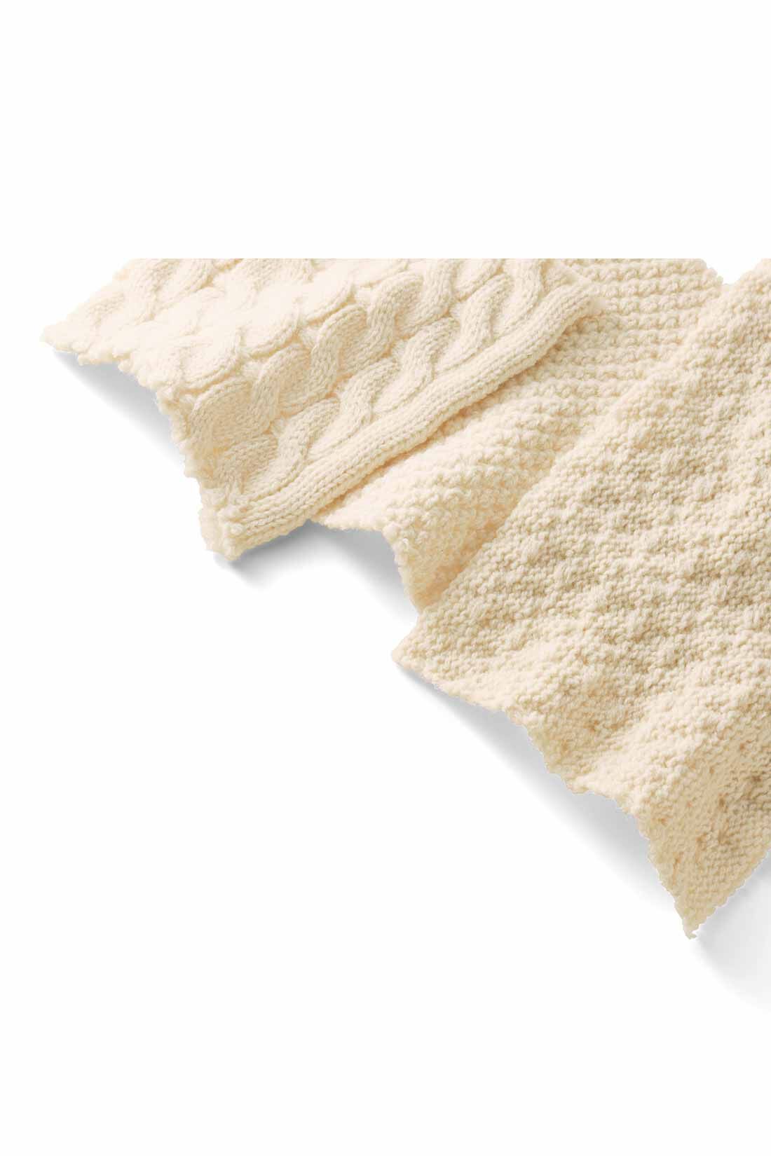 MEDE19F|MEDE19F　リメイク風ニットスカート〈アイボリー〉|毛混で暖かみがあり、ケーブルや模様編みが立体的に際立つ糸をセレクトしました。