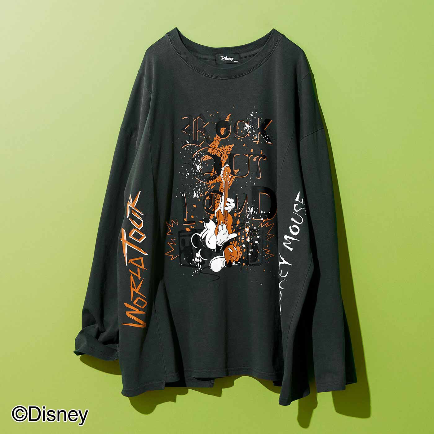 MEDE19F | 【Disney】古着屋でみつけたようなプリントＴシャツ〈ロックミッキー〉