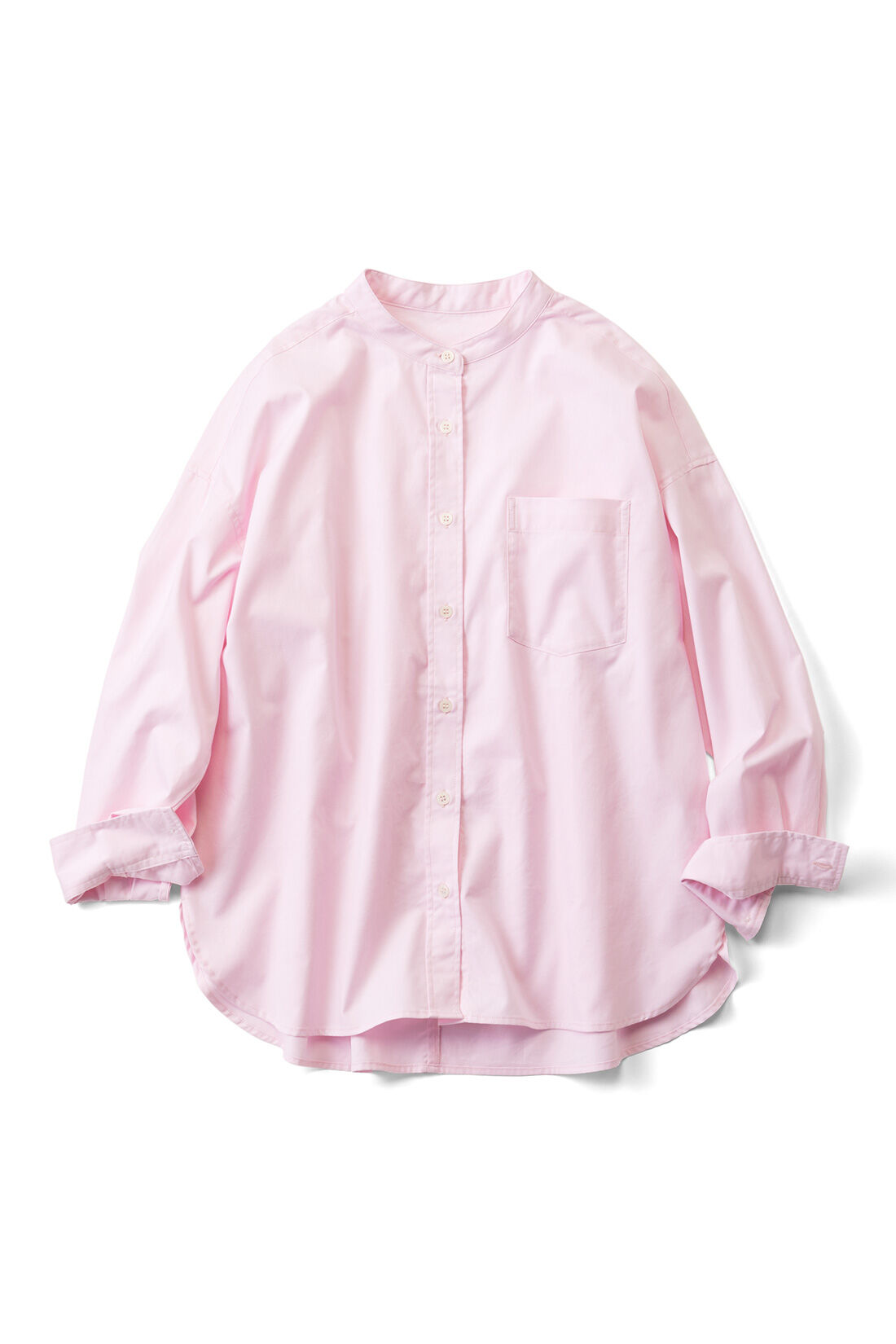 THREE FIFTY STANDARD|THREE FIFTY STANDARD ライトピンクのスタンドカラーのシャツ