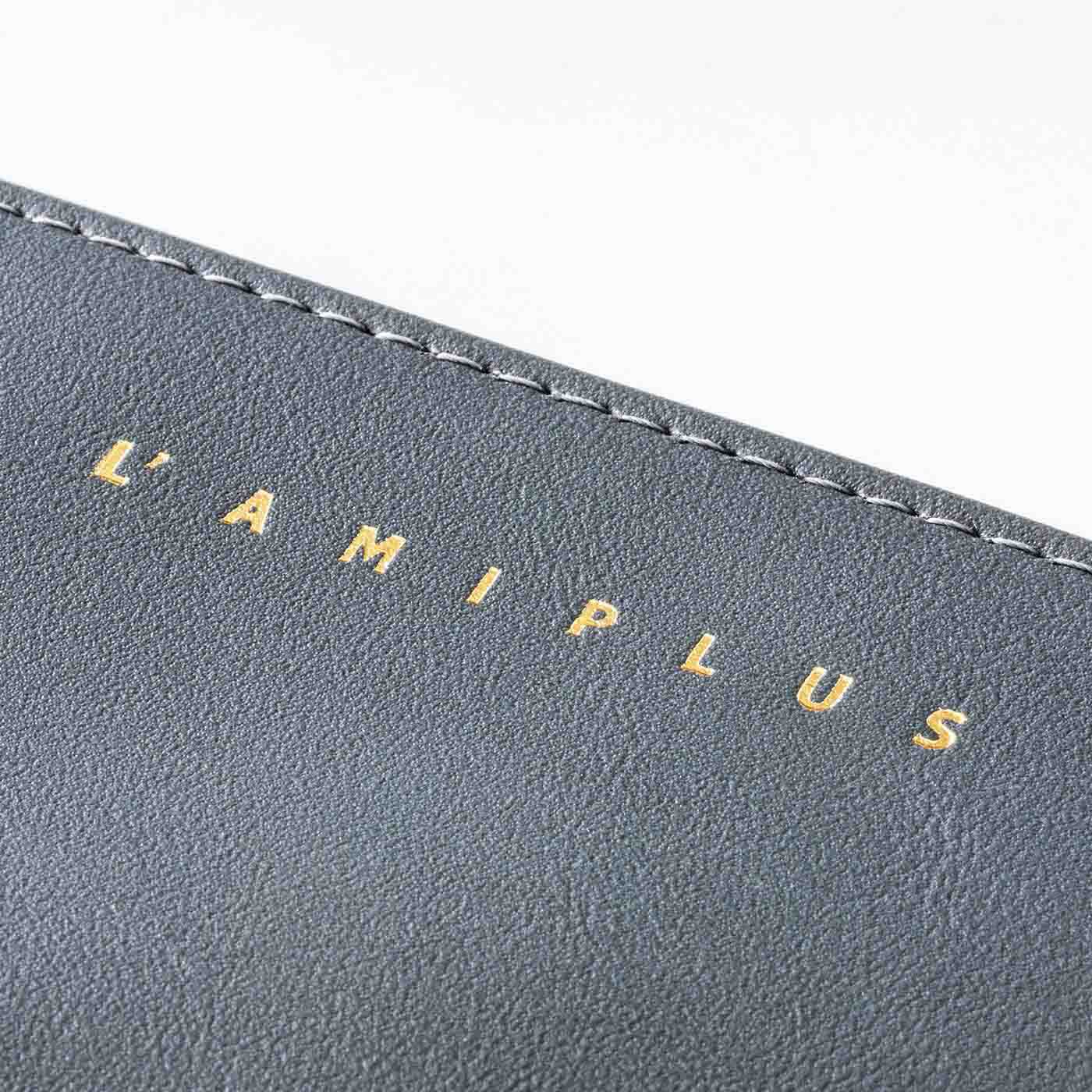 L'AMIPLUS|ラミプリュス　たくさん入って薄くてスマート L字ファスナーのパズル柄長財布の会|内側にL'AMIPLUSの箔（はく）押しロゴ入り