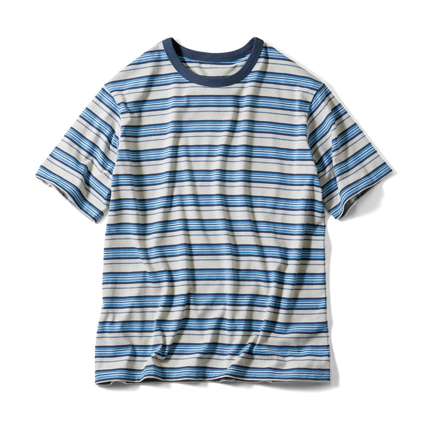 USEDo|古着屋さんで見つけたような　やわらか綿混素材のレトロボーダー半袖Tシャツの会