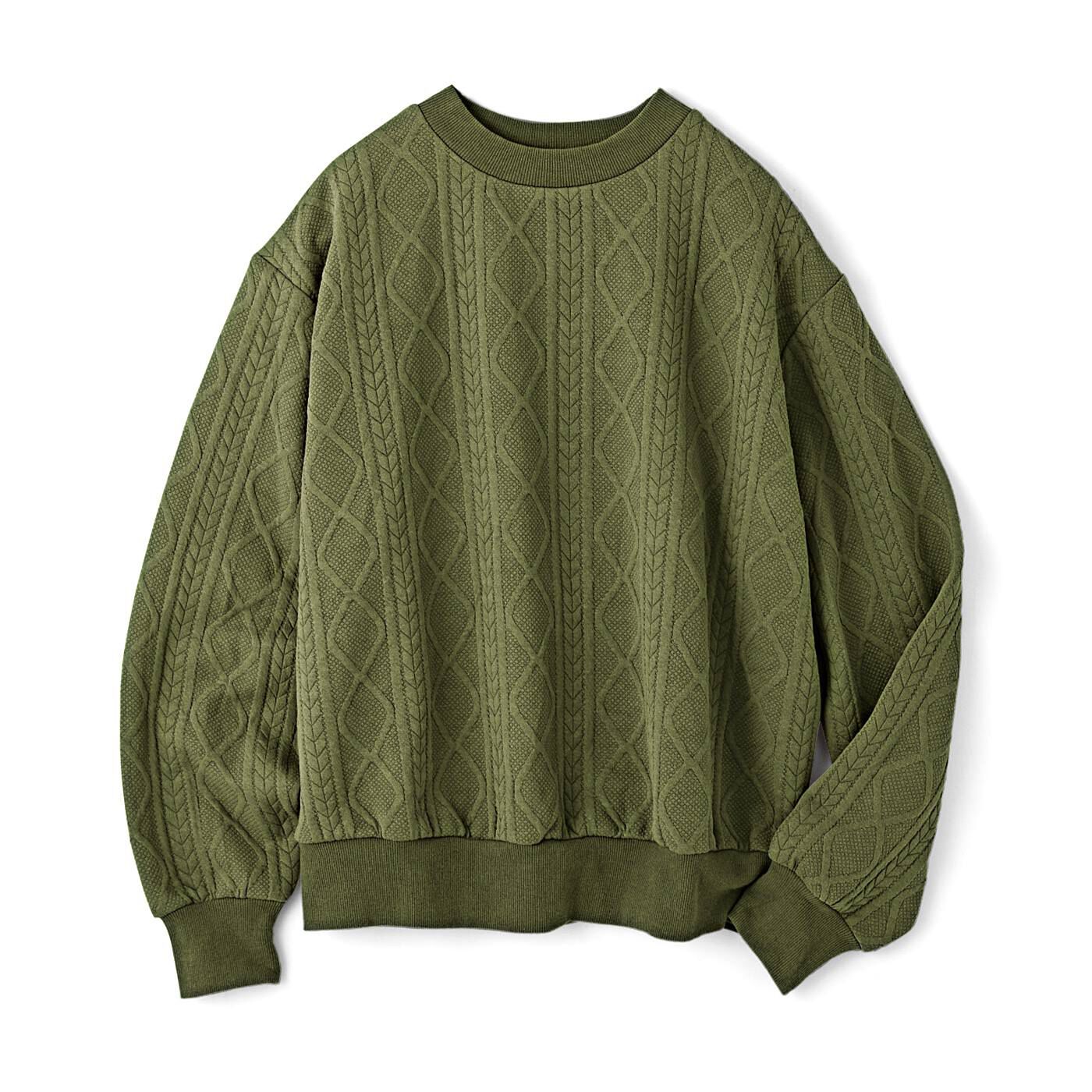 USEDo|USEDo　アラン模様のセーターみたいなざっくり編み柄トレーナーの会|〈モスグリーン〉