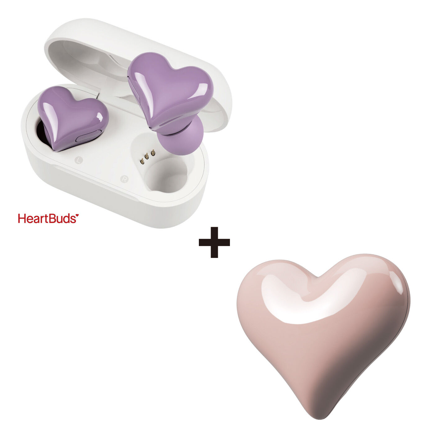 HeartBudsイヤホン〈パープル〉＆チャージャー〈レッド〉セット 