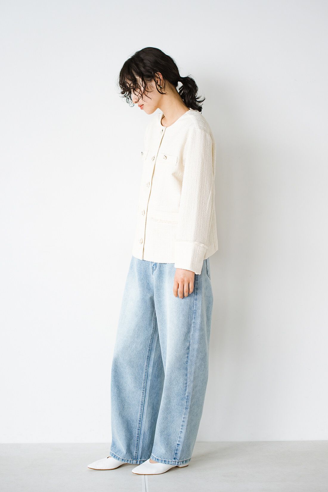 ANNA LUNA カットツイードフリンジジャケット｜レディースファッション