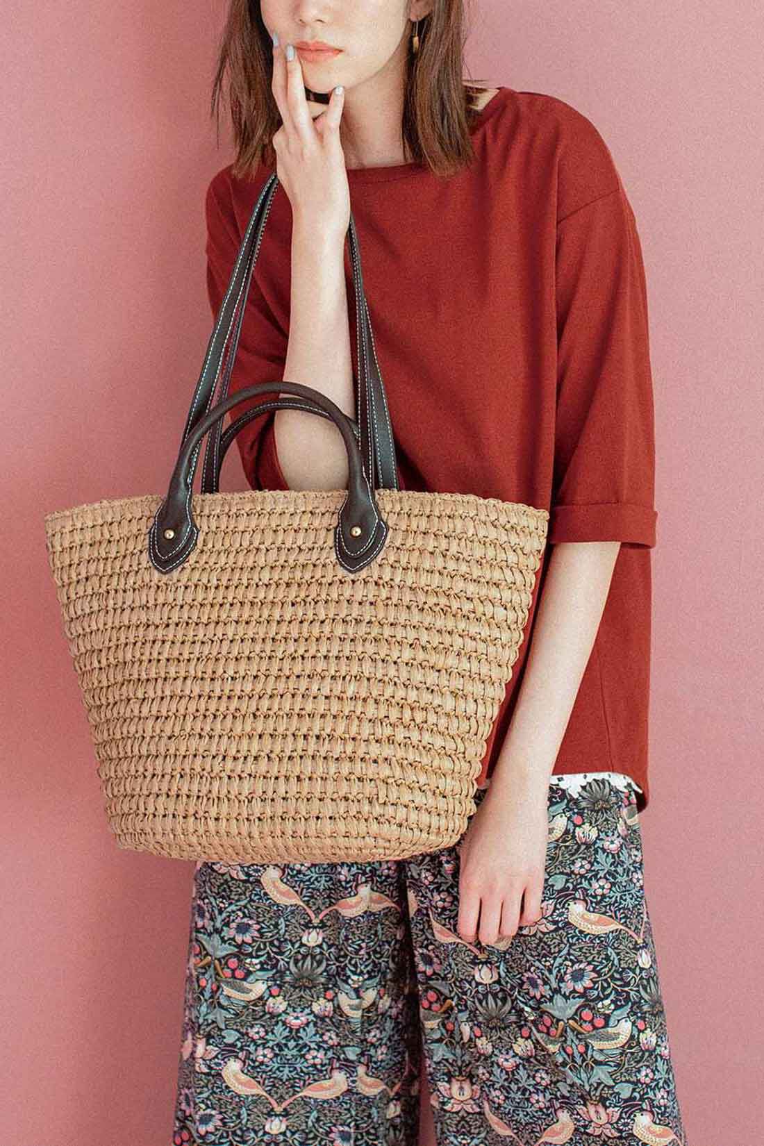 French Market Bag アンティーク カゴ マルシェ バッグ - かごバッグ