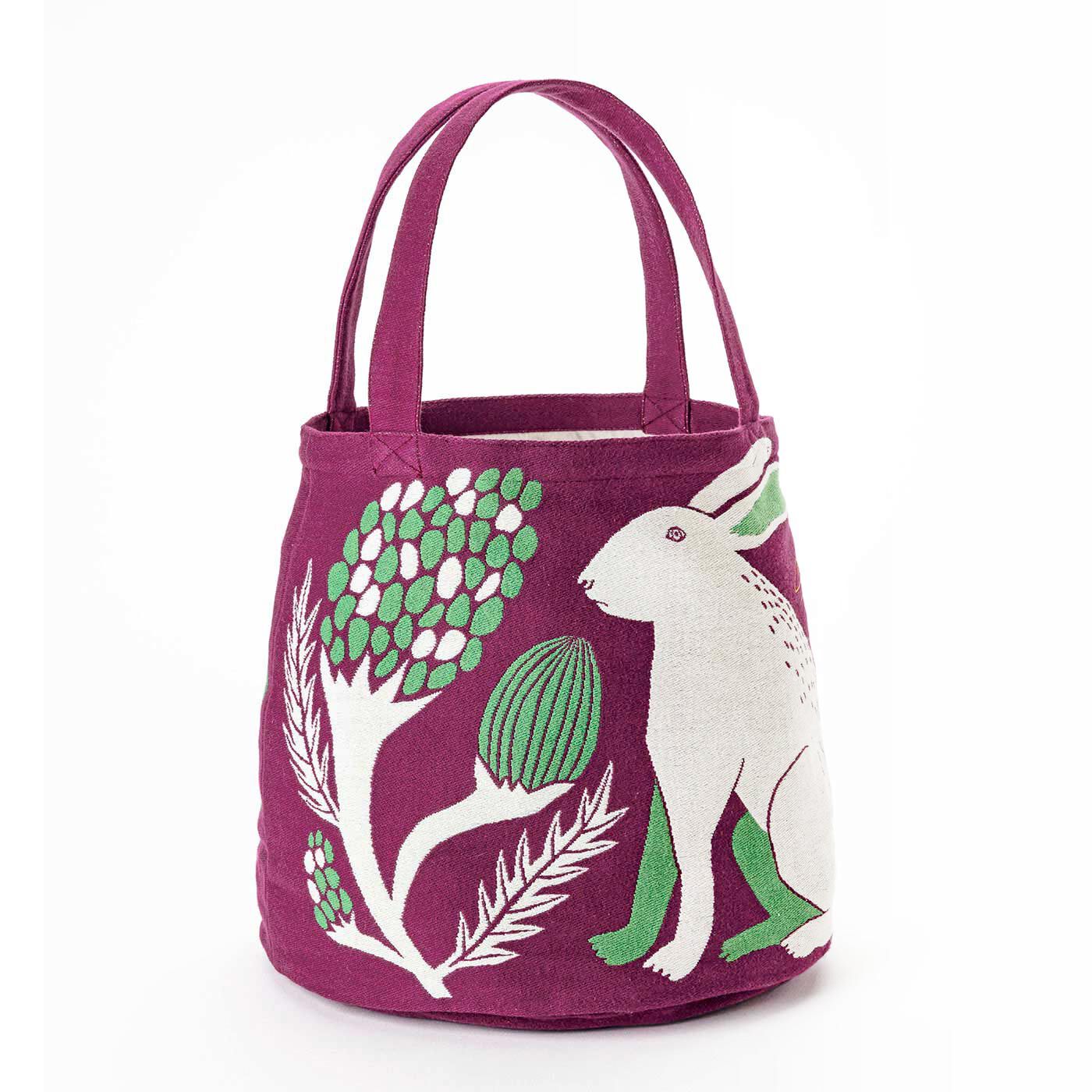 フェリシモの雑貨 Kraso|moritaMiW 織り柄が美しいトートバッグ|お申込みタイプ1 ：平原の花のウサギたち