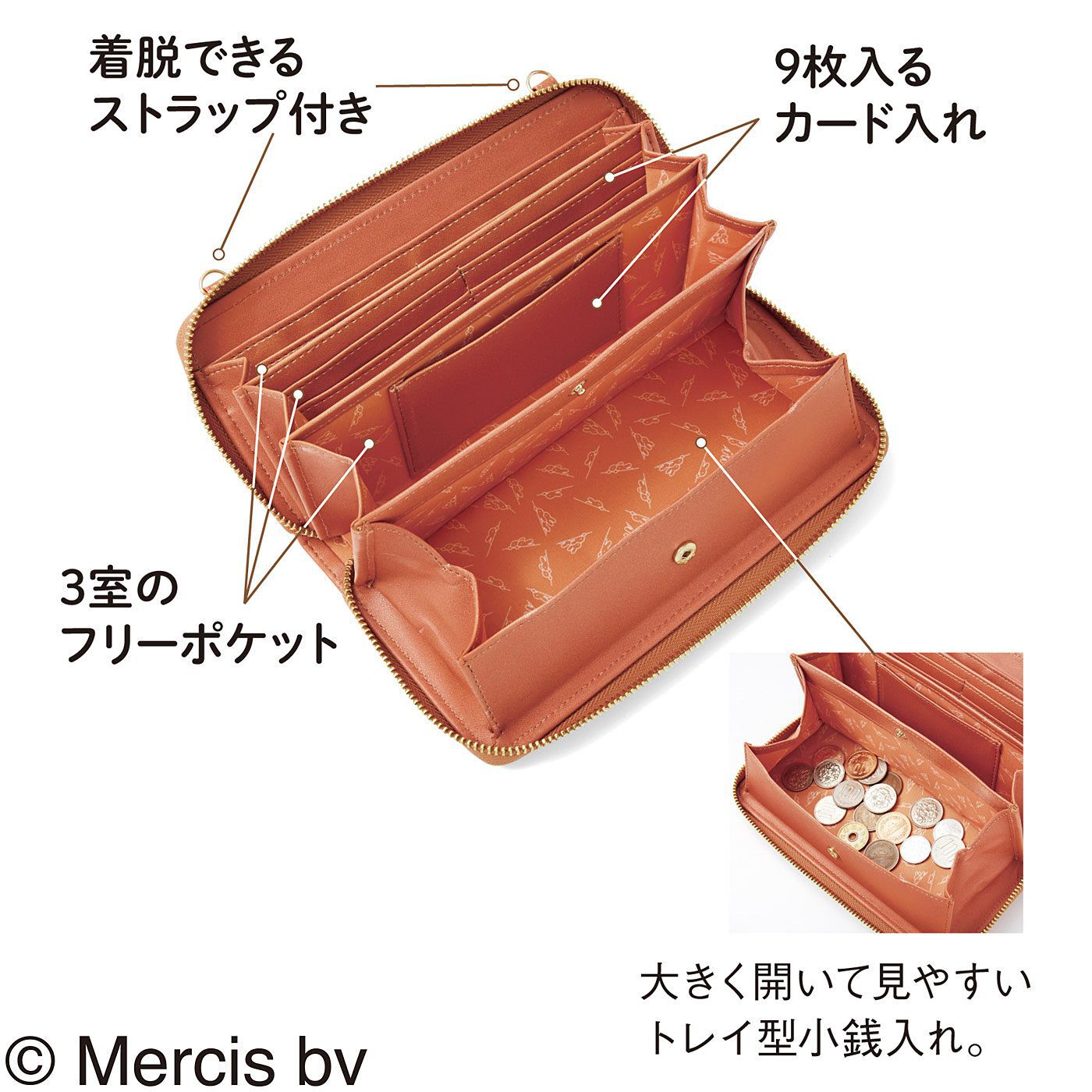 フェリシモの雑貨 Kraso|ミッフィーサークル　小銭トレイで使いやすい　ストラップ付き長財布の会