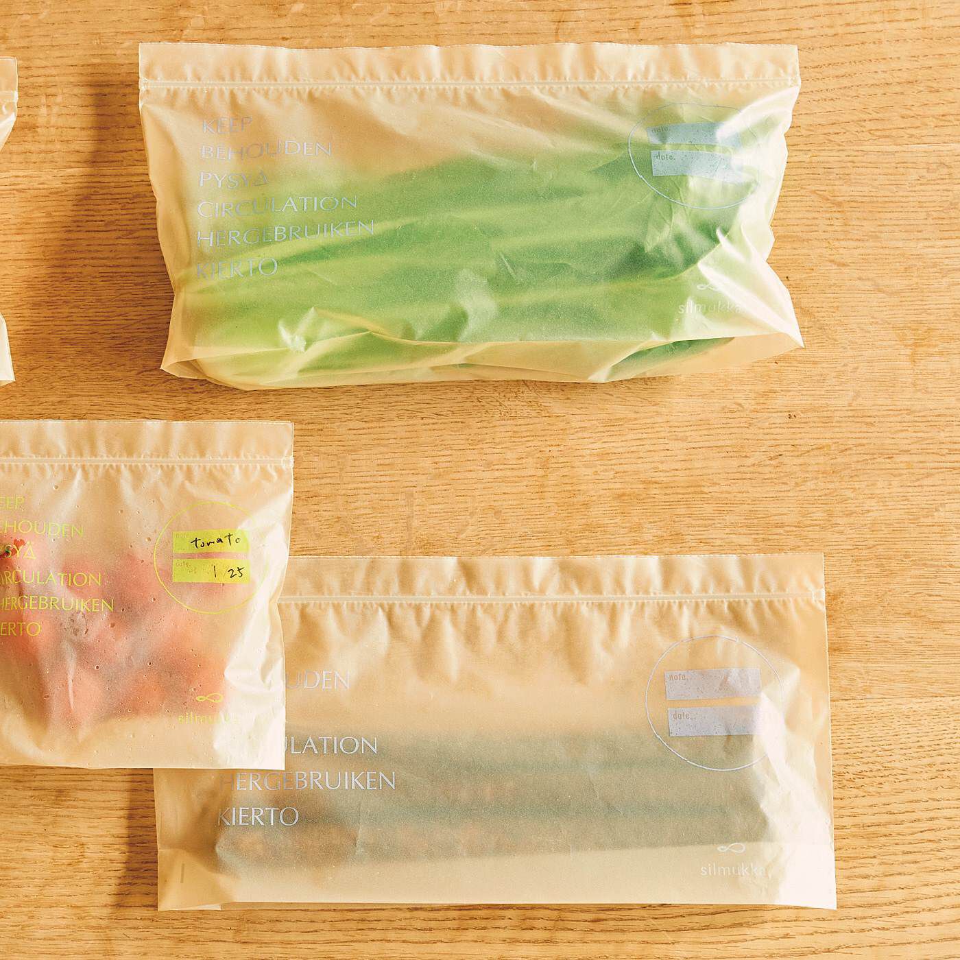 フェリシモの雑貨 Kraso|シルムッカ　野菜の鮮度を保つ まち付き　バイオマスジップバッグ〈ロング〉の会