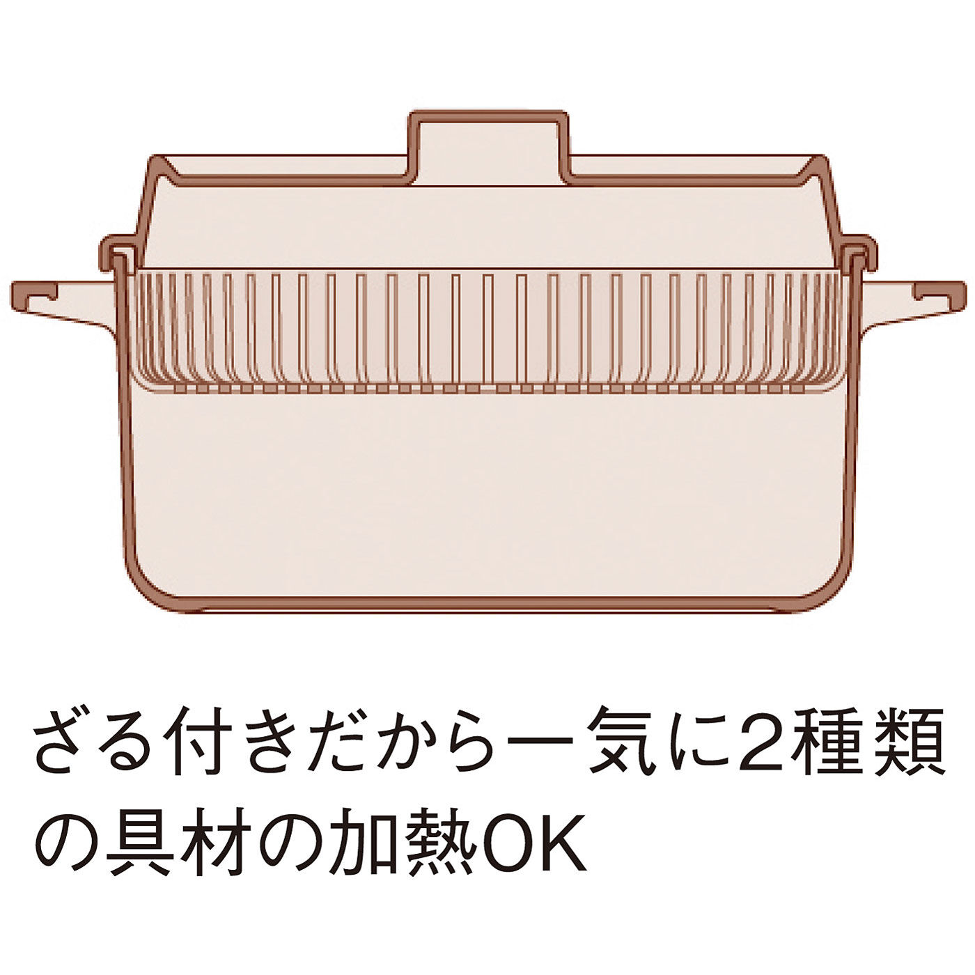 フェリシモの雑貨 Kraso|一度で2種類の具材を分けて蒸せる　電子レンジ調理鍋〈ウォームグレー〉