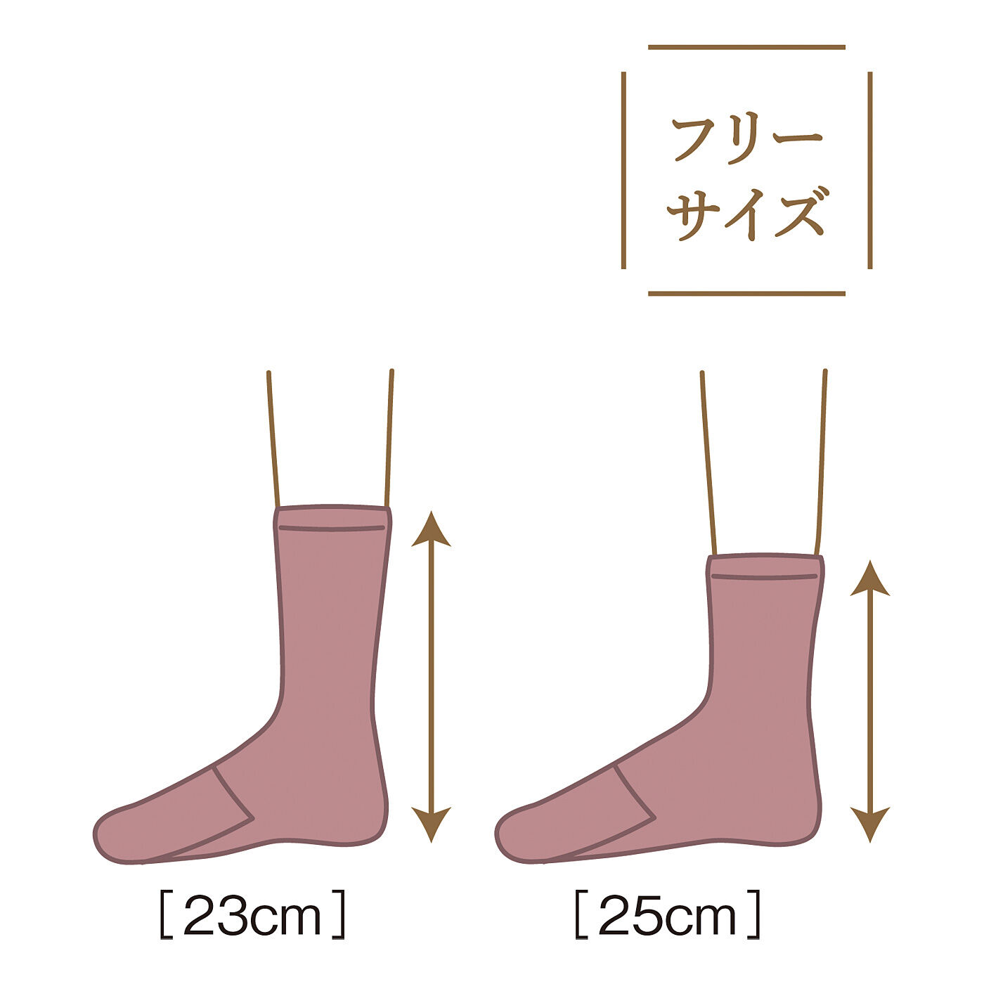 フェリシモの雑貨 Kraso|クーフゥ　寝てても起きてても　2つのスタイルで足もとあったか　指先くるりん靴下の会|足のサイズで丈感が変わります。